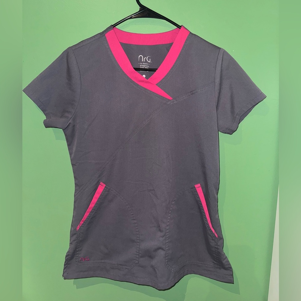 Gray V-Neck Scrub Set